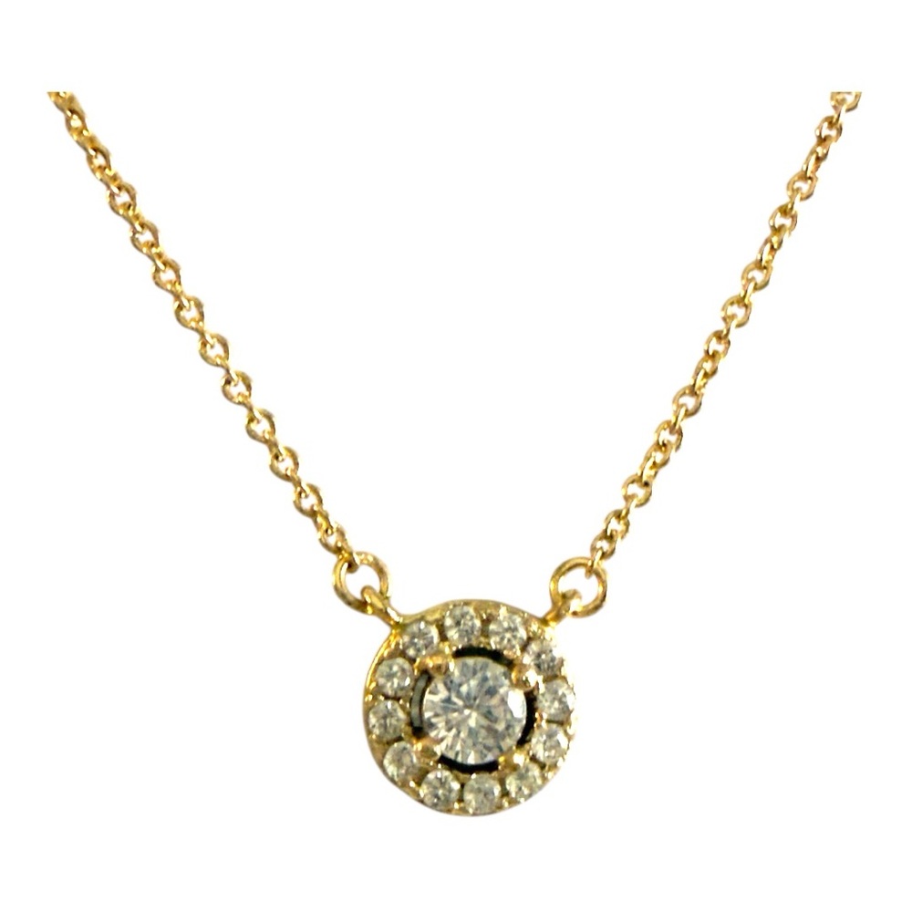 Kenneth Jay Lane gold-tone necklace with round CZ crystal pendant